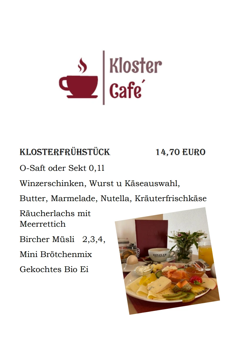 Café-Speisekarte Seite 1
